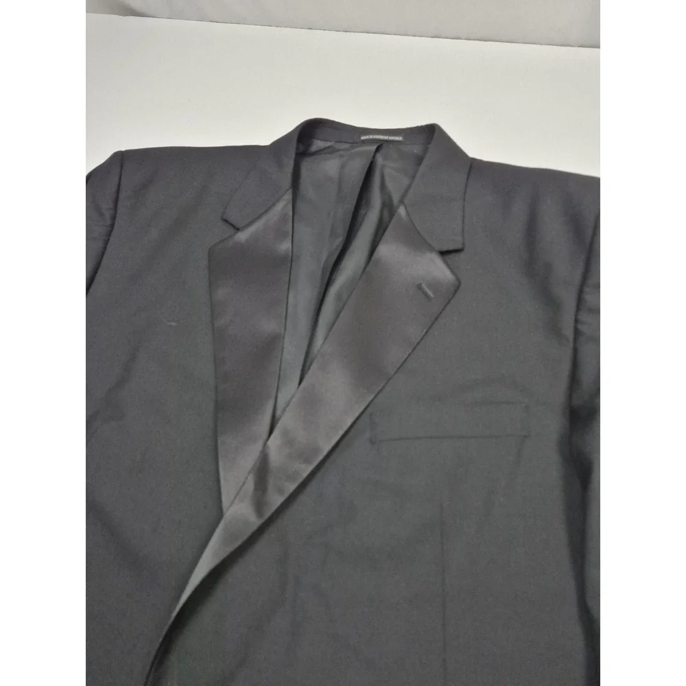 Giorgio Bissoni Suit Jacket Mens 48R Black Wool Tuxedo 1 Button Formal FLAW